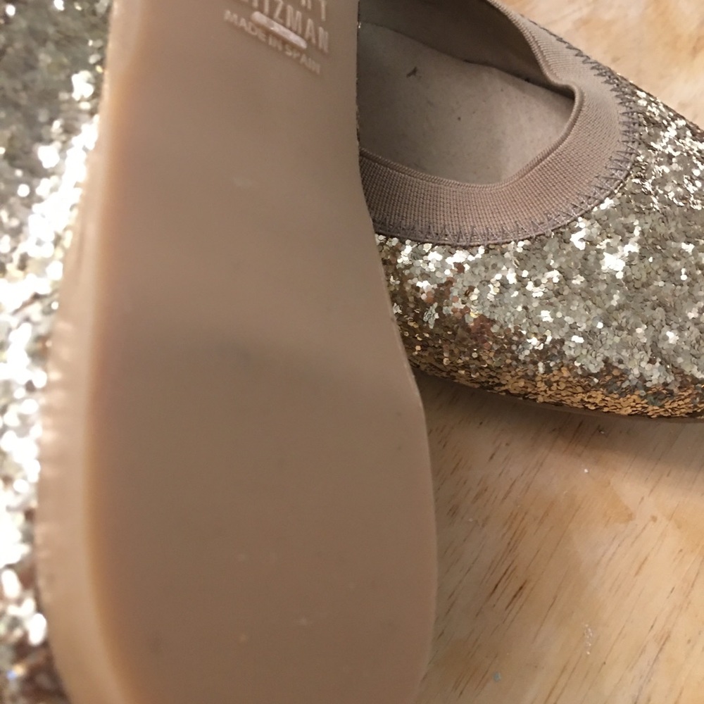 Stuart Weitzman gold glitter ballet slipper NWOT - Picture 7 of 8